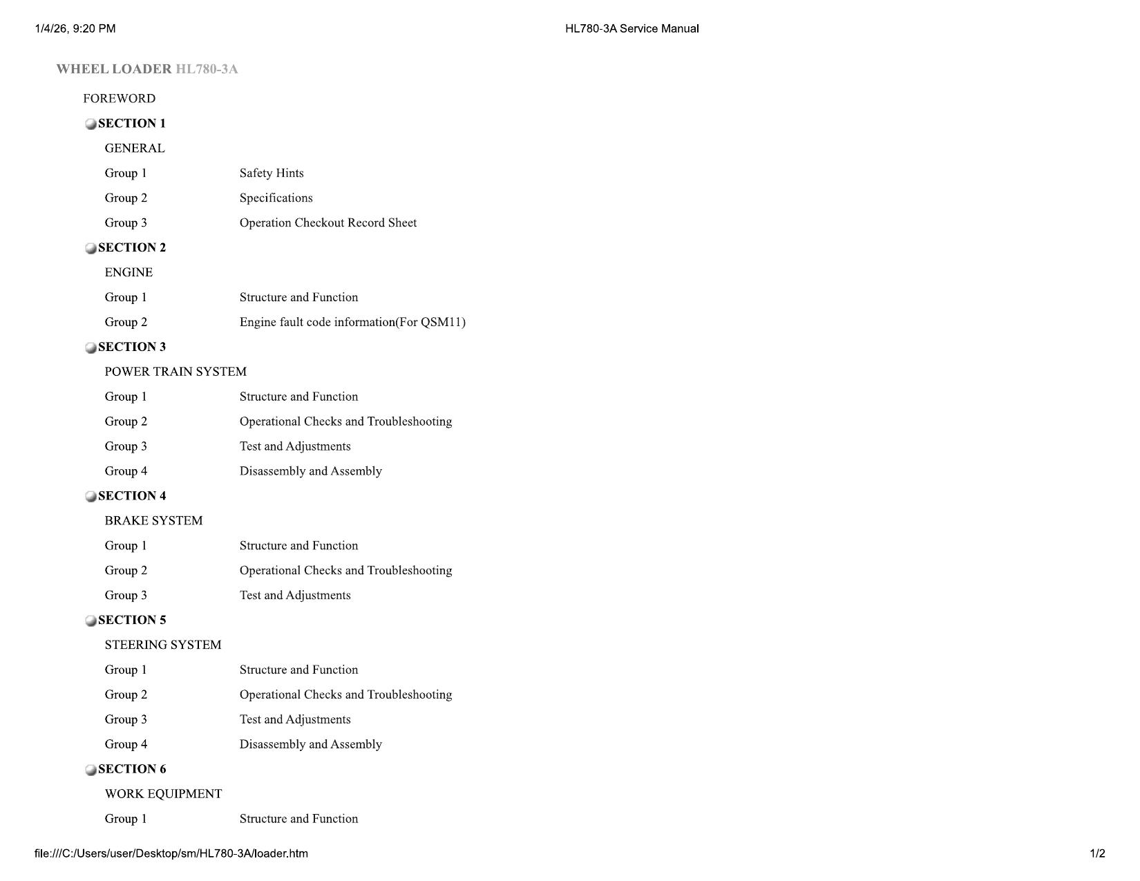 HL780-3A Service Manual